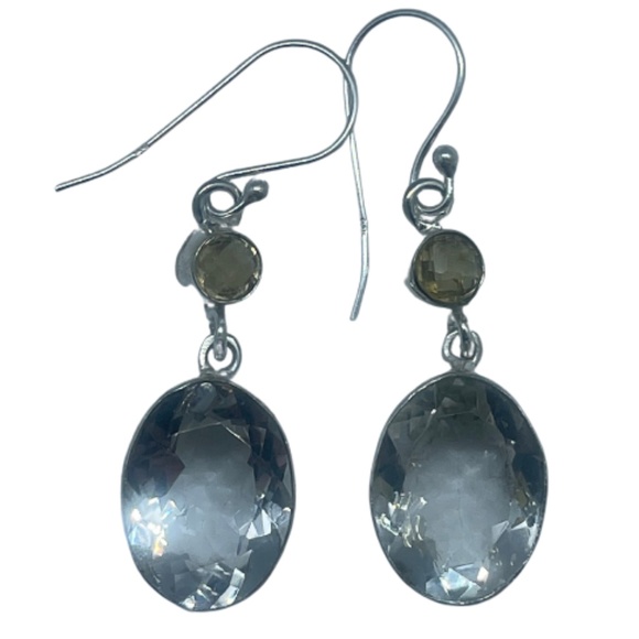 Citrine and faceted white Quartz earrings - Picture 1 of 1
